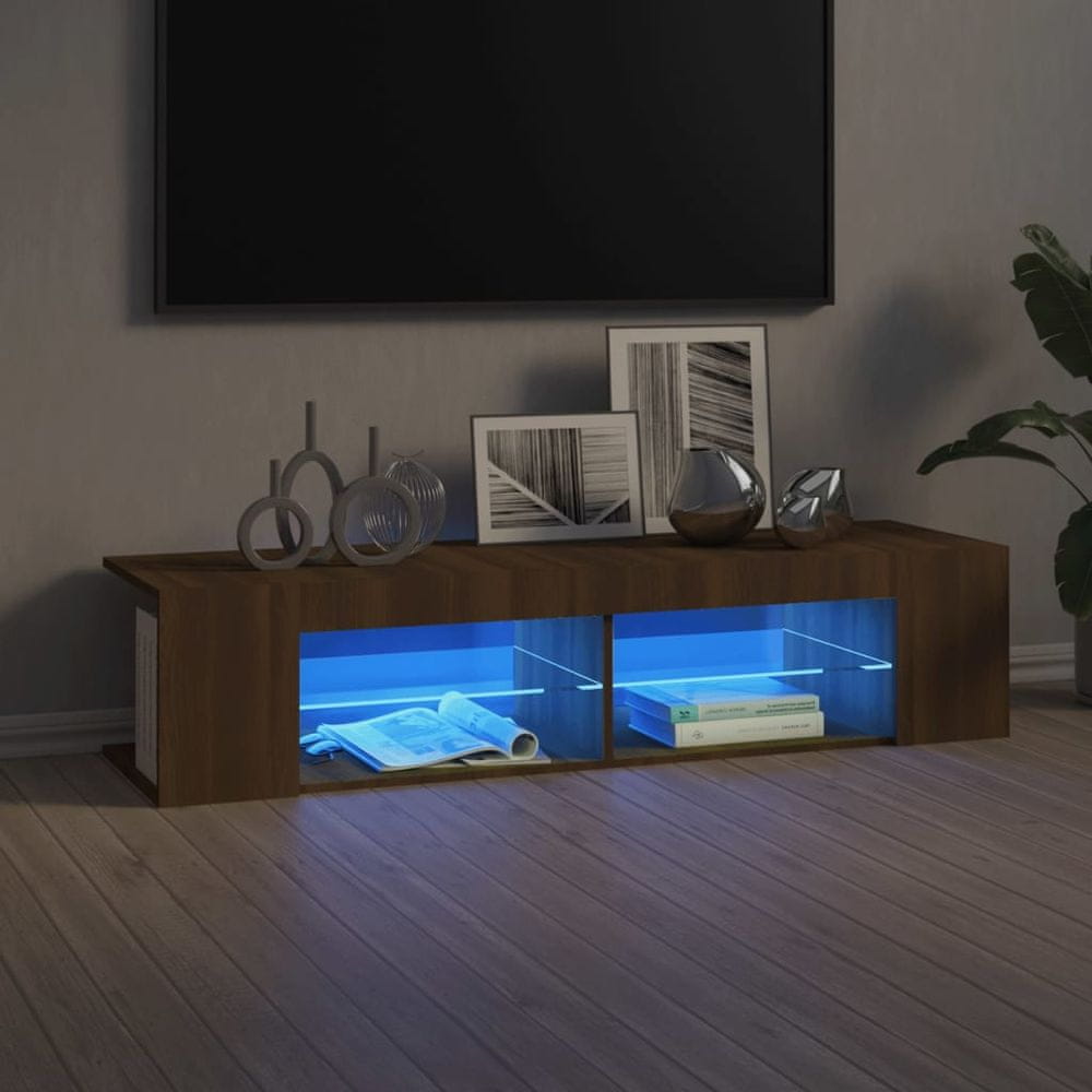 Vidaxl TV skrinka s LED svetlami hnedý dub 135x39x30 cm